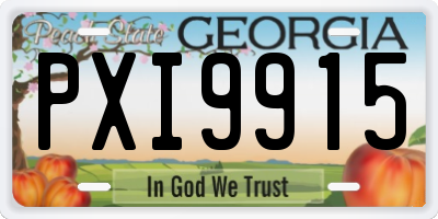 GA license plate PXI9915