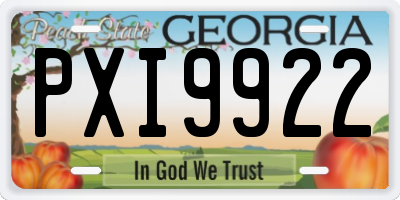 GA license plate PXI9922