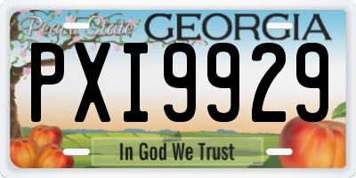 GA license plate PXI9929