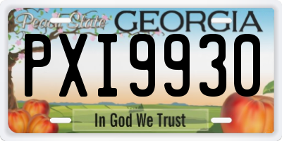 GA license plate PXI9930