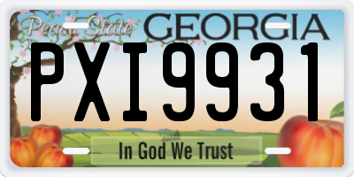 GA license plate PXI9931