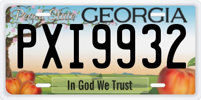 GA license plate PXI9932