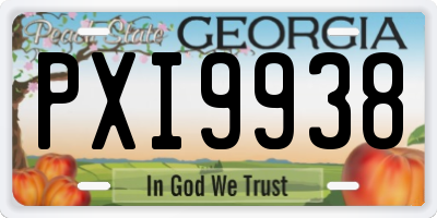GA license plate PXI9938