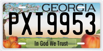 GA license plate PXI9953