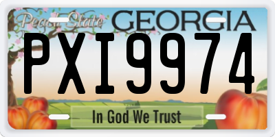GA license plate PXI9974