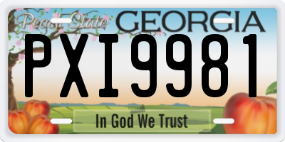 GA license plate PXI9981