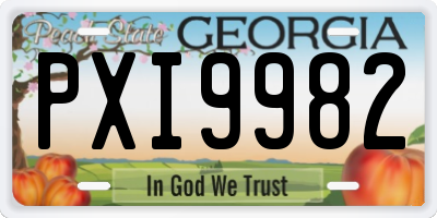 GA license plate PXI9982