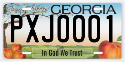 GA license plate PXJ0001