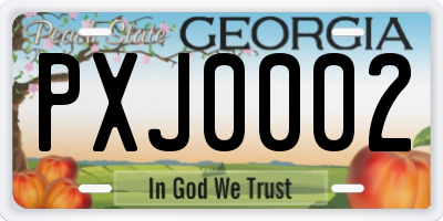 GA license plate PXJ0002