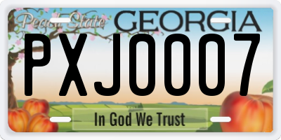 GA license plate PXJ0007