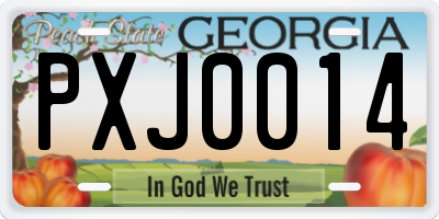 GA license plate PXJ0014