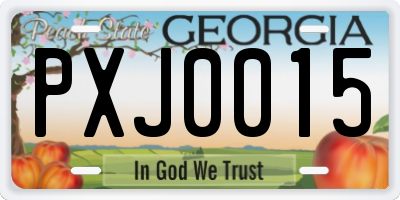 GA license plate PXJ0015
