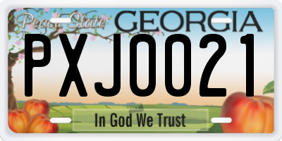 GA license plate PXJ0021