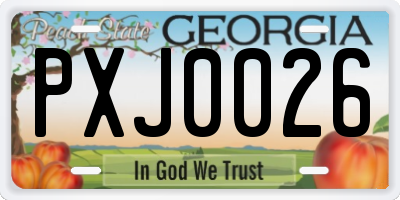 GA license plate PXJ0026