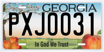 GA license plate PXJ0031