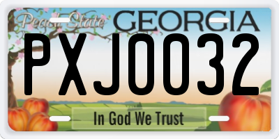 GA license plate PXJ0032