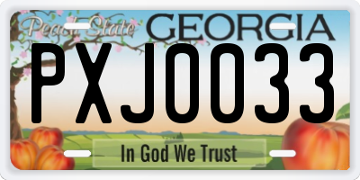 GA license plate PXJ0033