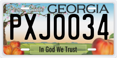 GA license plate PXJ0034