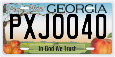 GA license plate PXJ0040