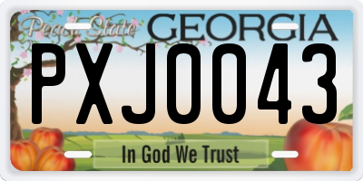 GA license plate PXJ0043