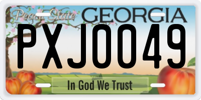 GA license plate PXJ0049