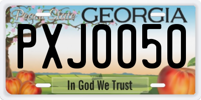 GA license plate PXJ0050
