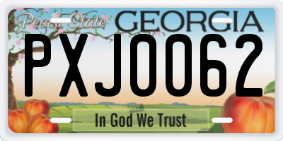 GA license plate PXJ0062