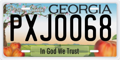 GA license plate PXJ0068