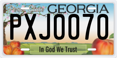 GA license plate PXJ0070
