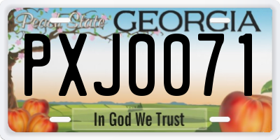 GA license plate PXJ0071