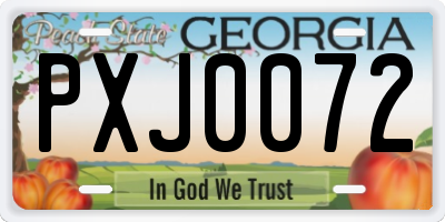 GA license plate PXJ0072