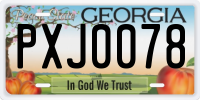 GA license plate PXJ0078