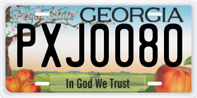 GA license plate PXJ0080