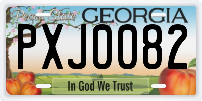 GA license plate PXJ0082