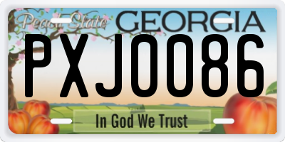 GA license plate PXJ0086