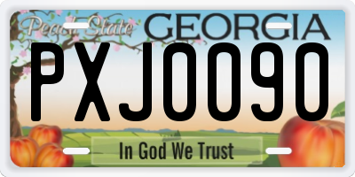 GA license plate PXJ0090