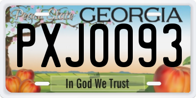 GA license plate PXJ0093