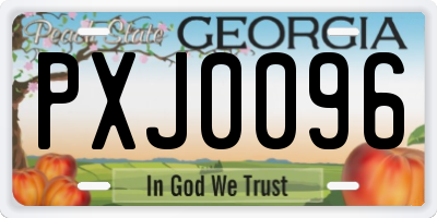 GA license plate PXJ0096