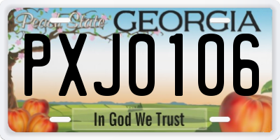 GA license plate PXJ0106