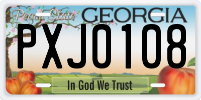 GA license plate PXJ0108