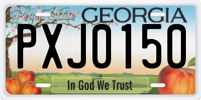 GA license plate PXJ0150