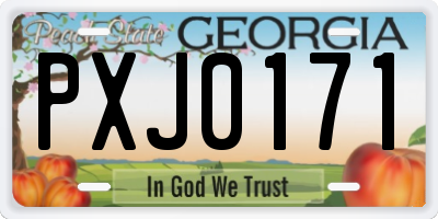 GA license plate PXJ0171