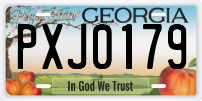 GA license plate PXJ0179