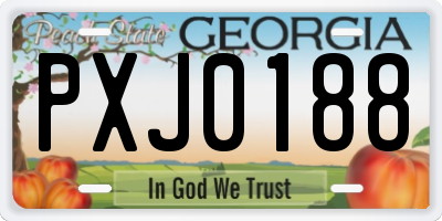 GA license plate PXJ0188