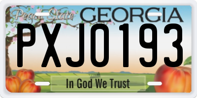 GA license plate PXJ0193