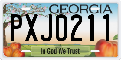 GA license plate PXJ0211