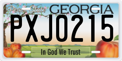 GA license plate PXJ0215