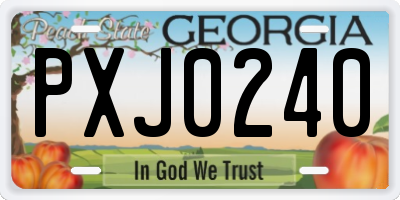 GA license plate PXJ0240