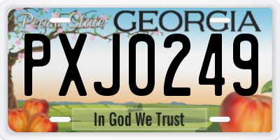 GA license plate PXJ0249