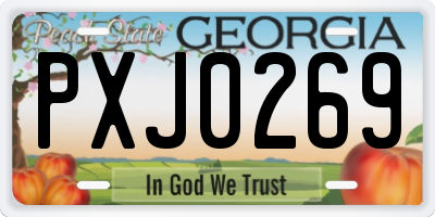 GA license plate PXJ0269